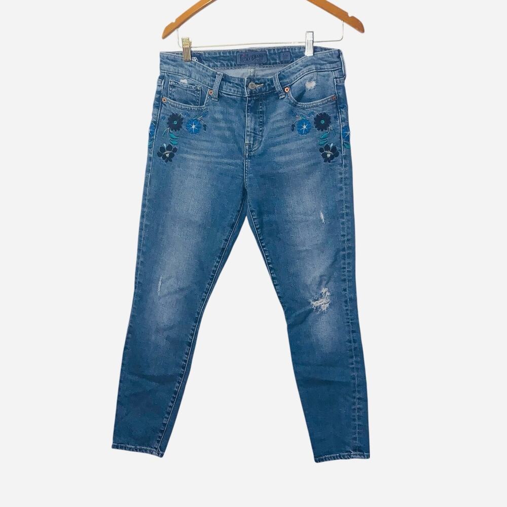 LUCKY BRAND Embroidered Floral Ankle Ava Skinny 6/28